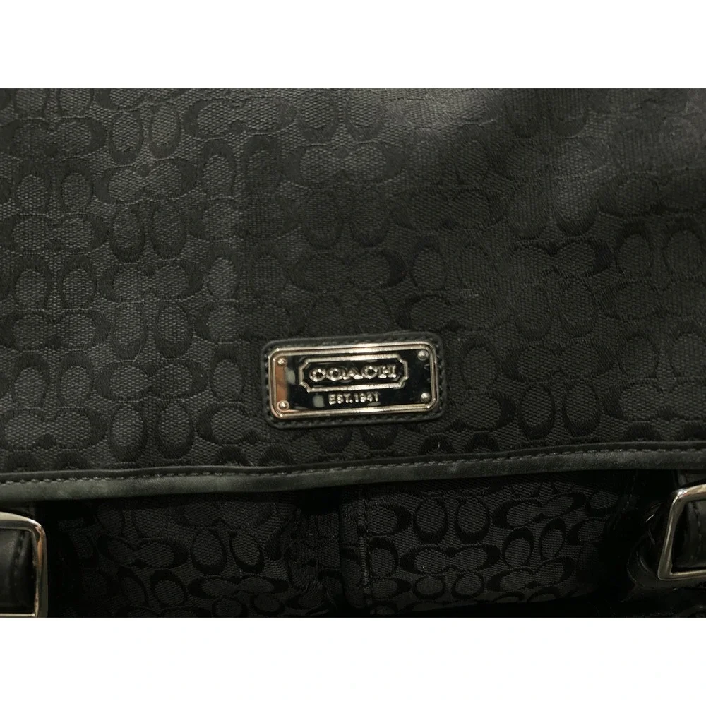 Coach Black Signature Canvas Messenger Bag Crossbody Laptop Bag